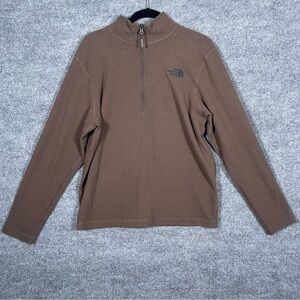 The North Face Men’s Medium Brown Knit Textured 1/4 Zip Fleece Pullover‎ Sweater